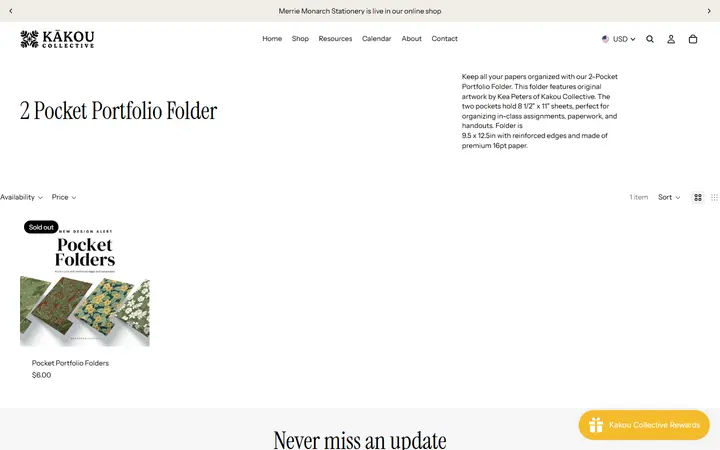 Website page titled 2 Pocket Portfolio Folder – Kakou Collective