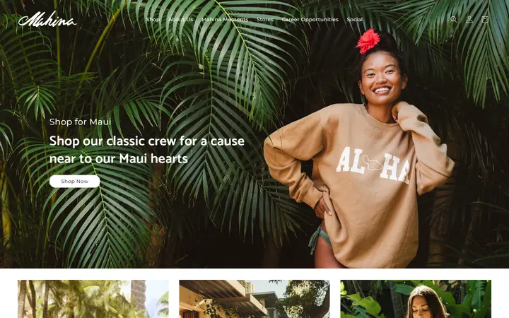 Preview of Mahina Clothing website