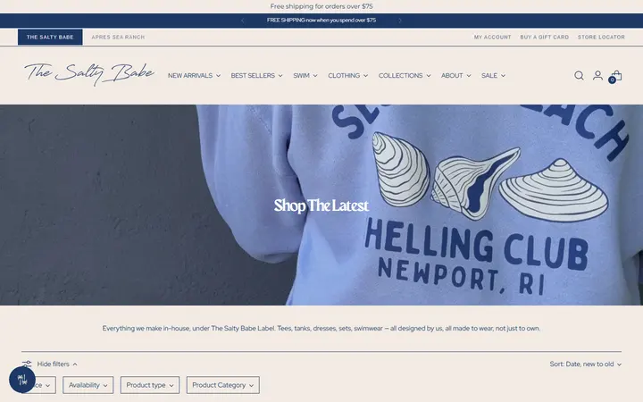 Website page titled Shop The Latest – The Salty Babe