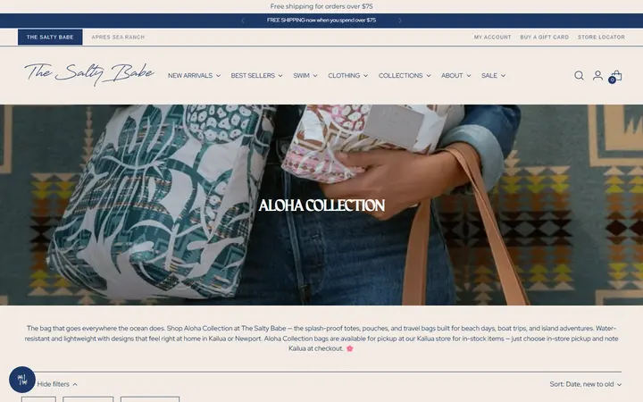 Website page titled ALOHA COLLECTION – The Salty Babe