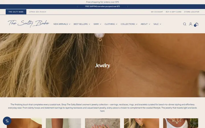 Website page titled Jewelry – The Salty Babe