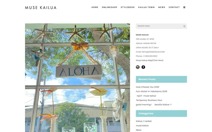 Website page titled -April- muse kailua | muse kailua