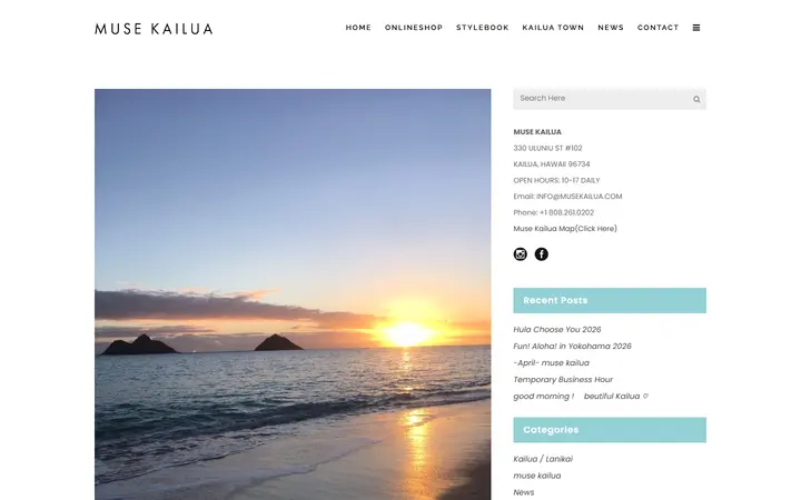 Website page titled good morning ! beutiful Kailua ♡ | muse kailua