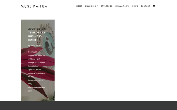 Website page titled muse kailua | muse kailua