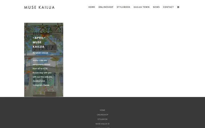 Website page titled April, 2020 | muse kailua