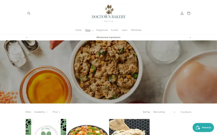 Website page titled Fresh Food Pick Up Only – Dogtown Bakery
